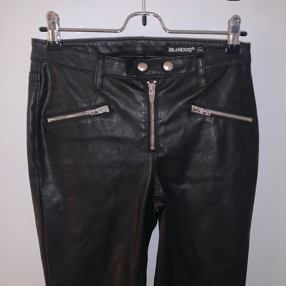 BLANK NYC leather pants with silver zippers